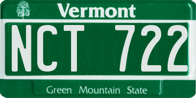 VT license plate NCT722