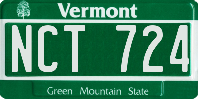 VT license plate NCT724