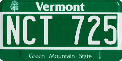 VT license plate NCT725