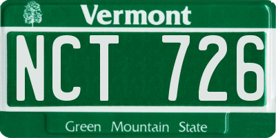 VT license plate NCT726