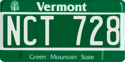 VT license plate NCT728