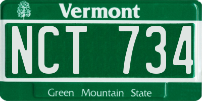 VT license plate NCT734