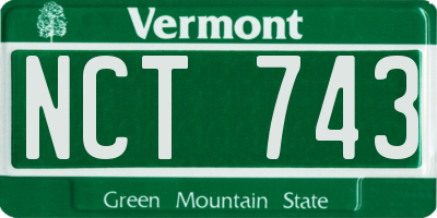 VT license plate NCT743