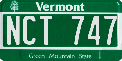 VT license plate NCT747