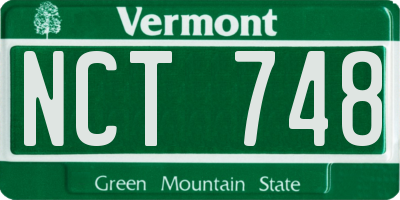 VT license plate NCT748