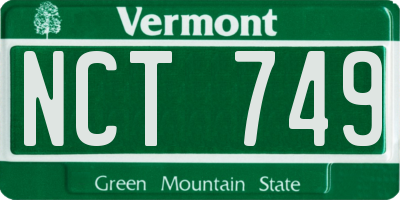 VT license plate NCT749