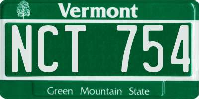 VT license plate NCT754