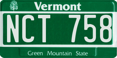 VT license plate NCT758