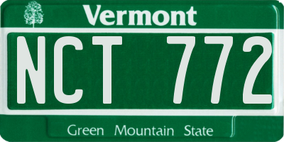 VT license plate NCT772