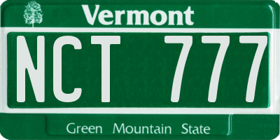 VT license plate NCT777