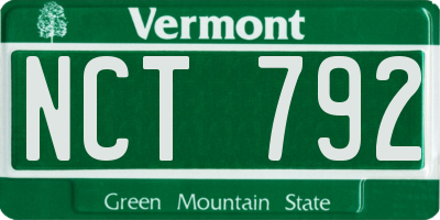 VT license plate NCT792