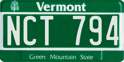 VT license plate NCT794
