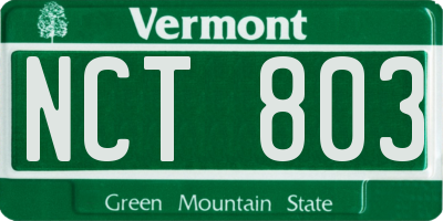 VT license plate NCT803