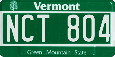 VT license plate NCT804