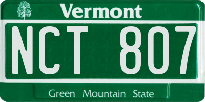 VT license plate NCT807