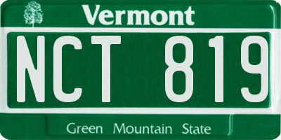VT license plate NCT819