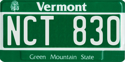 VT license plate NCT830