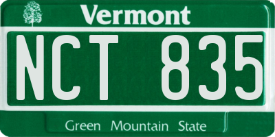 VT license plate NCT835