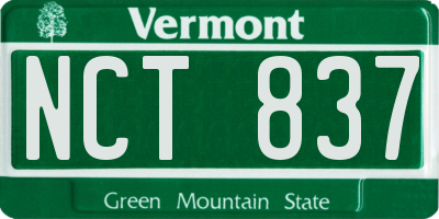 VT license plate NCT837