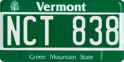 VT license plate NCT838