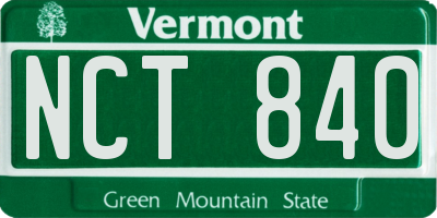 VT license plate NCT840