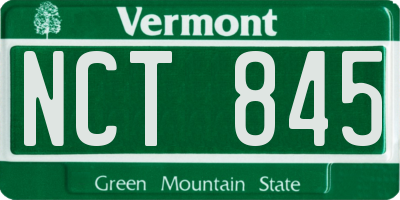 VT license plate NCT845