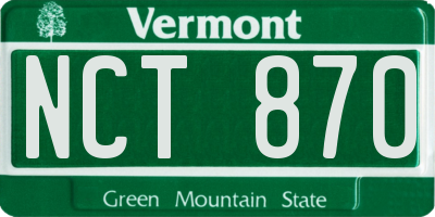 VT license plate NCT870