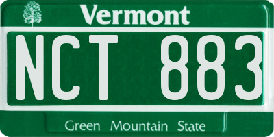 VT license plate NCT883