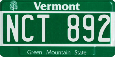 VT license plate NCT892