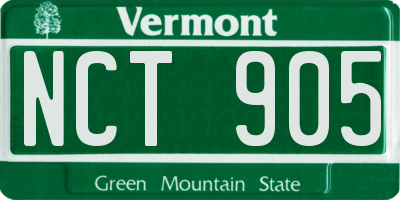 VT license plate NCT905