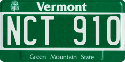 VT license plate NCT910