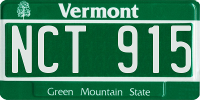 VT license plate NCT915