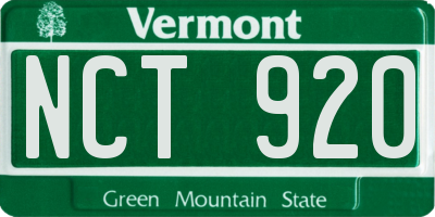 VT license plate NCT920