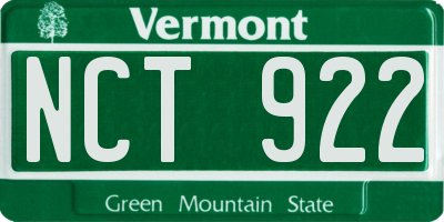 VT license plate NCT922