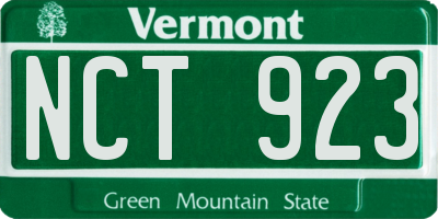 VT license plate NCT923