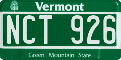 VT license plate NCT926