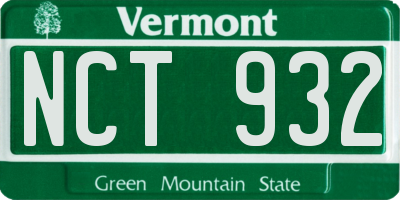 VT license plate NCT932
