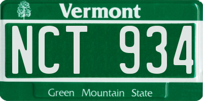 VT license plate NCT934