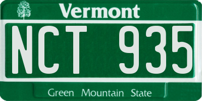 VT license plate NCT935