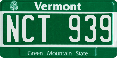 VT license plate NCT939