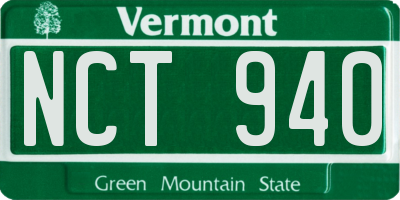 VT license plate NCT940