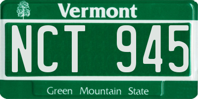 VT license plate NCT945