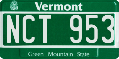 VT license plate NCT953