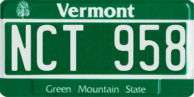 VT license plate NCT958