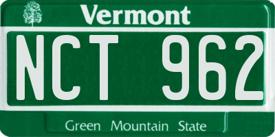 VT license plate NCT962