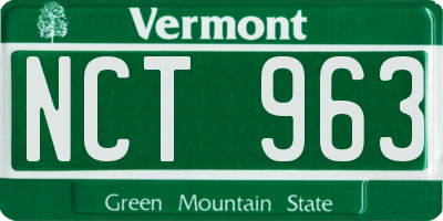 VT license plate NCT963