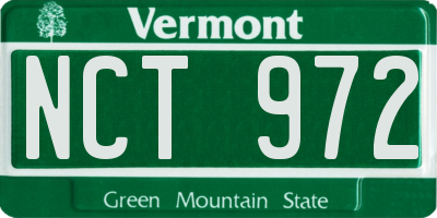 VT license plate NCT972