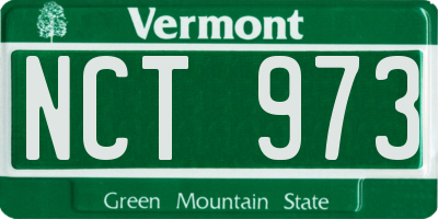 VT license plate NCT973