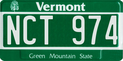 VT license plate NCT974