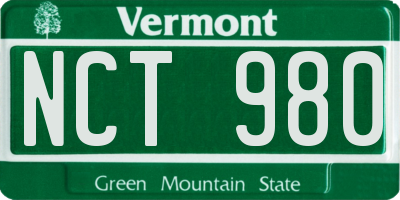 VT license plate NCT980